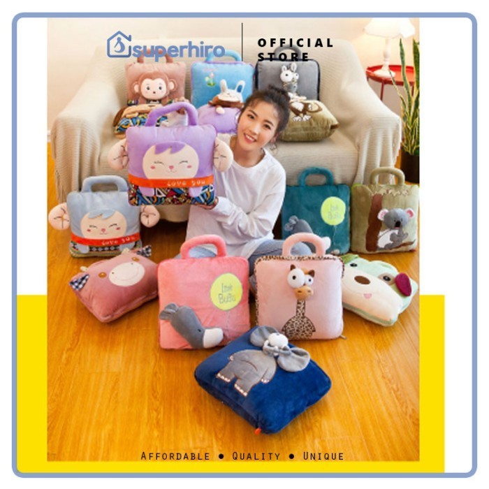 Ready Balmut Karakter Bantal Selimut Boneka Selimut 3D Premium Model Tas
