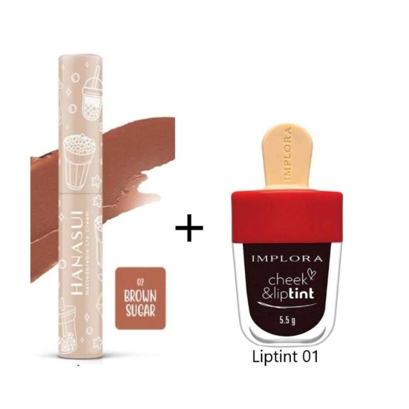 HANASUI BOBA MATTEDOREBLE BROWN SUGAR LIP CREAM  LIP TINT IMPLORA  VAMPIRE BOLD Tahan Lama Matte Hid