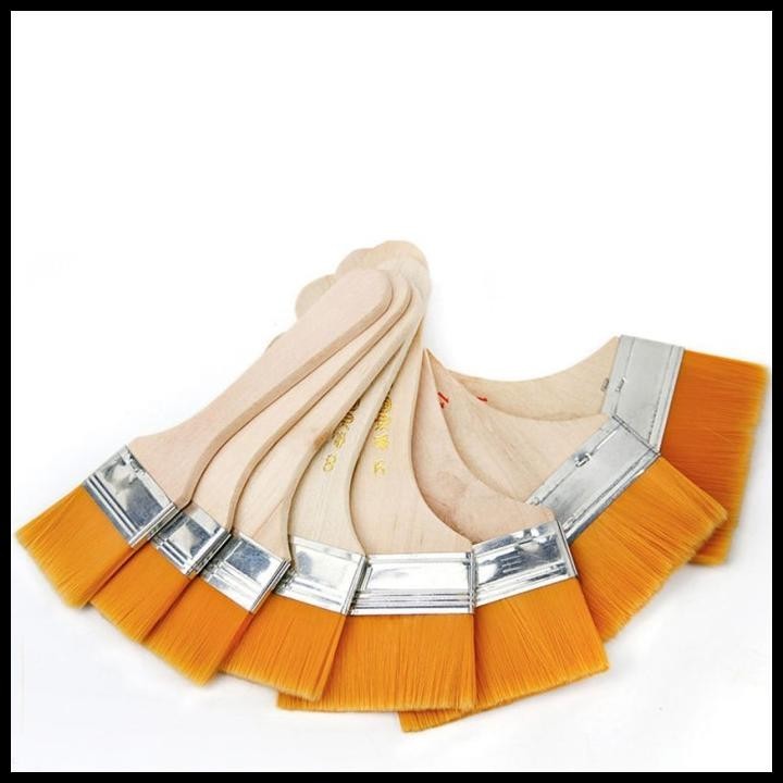 

GRATIS ONGKIR 12PCS KUAS LUKIS BESAR LEBAR SET -NO.1-12 - KUAS NYLON CAT GAGANG KAYU