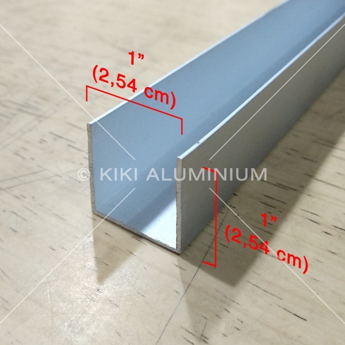 Asli Kanal U Aluminium 1" (2.5 Cm) - Tebal 1 Mm - P. 6 Meter Premium