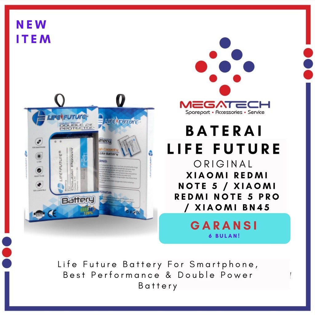 Baterai Xiaomi Redmi Note 5 / Baterai Xiaomi Redmi Note 5 Pro / Baterai Xiaomi BN45 Life Future