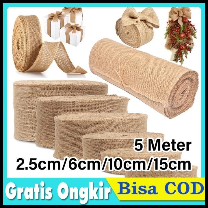

DISKON PITA KAIN GONI PITA BURLAP JUTE RIBBON DEKORASI 1 ROLL PANJANG 5 METER !!!