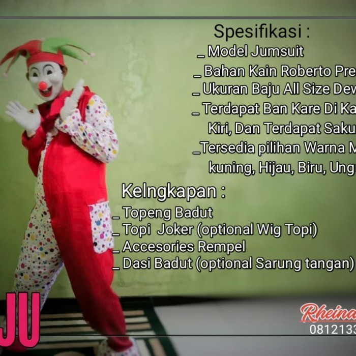 Kostum Karakter Badut Sulap Redboy