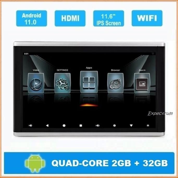 TV Headrest 11.6" ANDROID System, IPS TOUCH SCREEN, AV, HDMI .