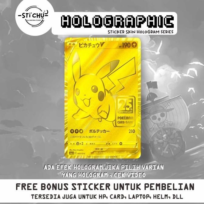 

Sticker Kartu Hologram Atm Skin Card pikachu V 25th anniversary flazz by Ultimate Customitation