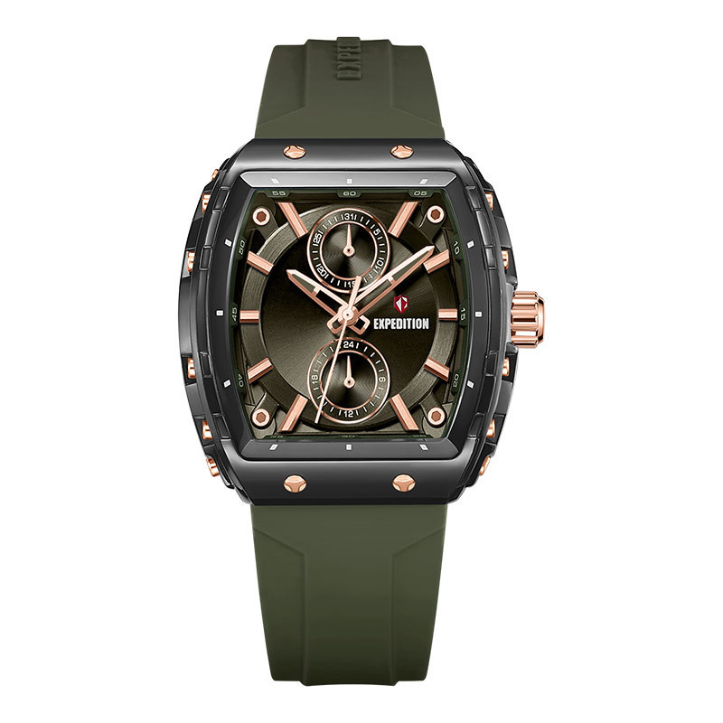 [PRJ] Jam Tangan Wanita Expedition E 6814 MF RRGGNBA Ladies Dark Green Dial Green Rubber Strap