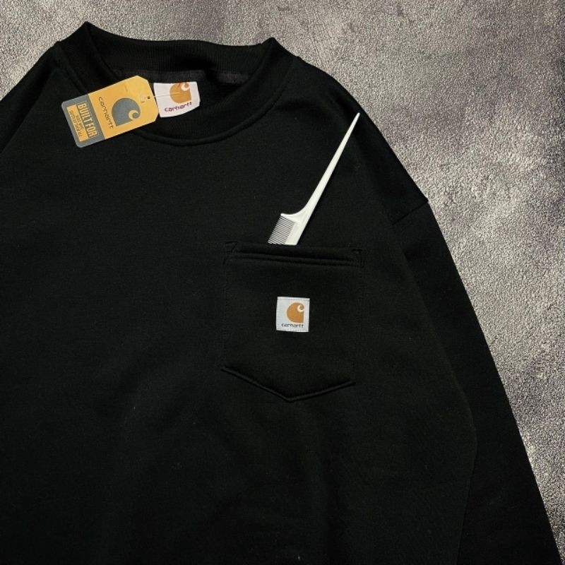 [NMDS COMPANY] PREMIUM CREWNECK CREWNECK SWEATER JAKET CARHARTT POCKET HITAM FULLTAG & LABEL