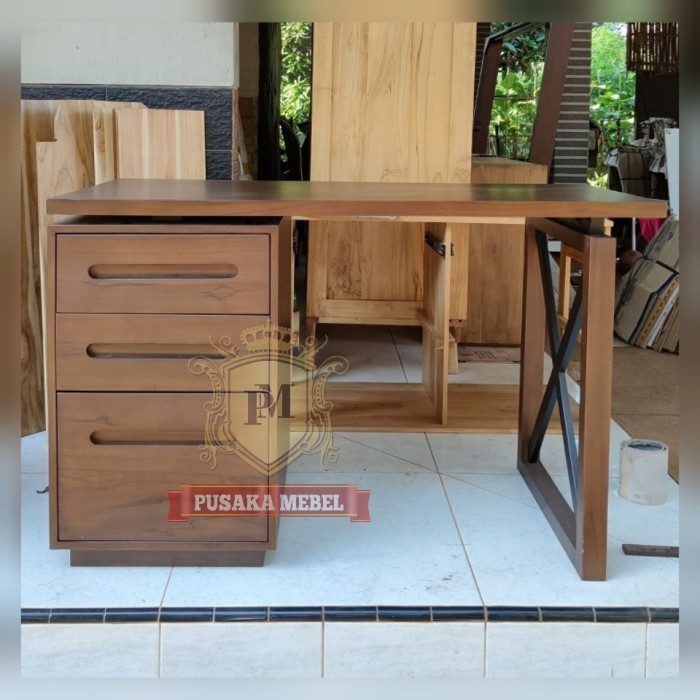 meja belajar kayu minimalis, meja kerja kayu, meja belajar anak kayu