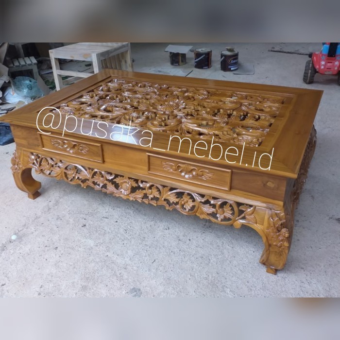 Meja Tamu Kayu Jati Ukiran Jepara, Meja Kopi Ukiran Kayu Jati| Mebel Jepara
