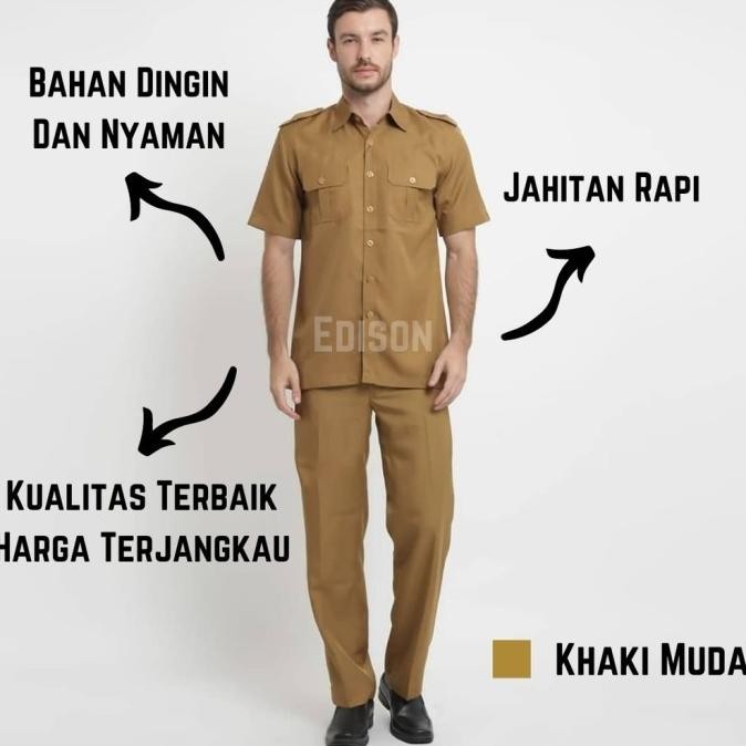 Baju Seragam Pns Asn Pdh Pemda Pria Cokelat Khaki Keky Khaki Kejaksaan