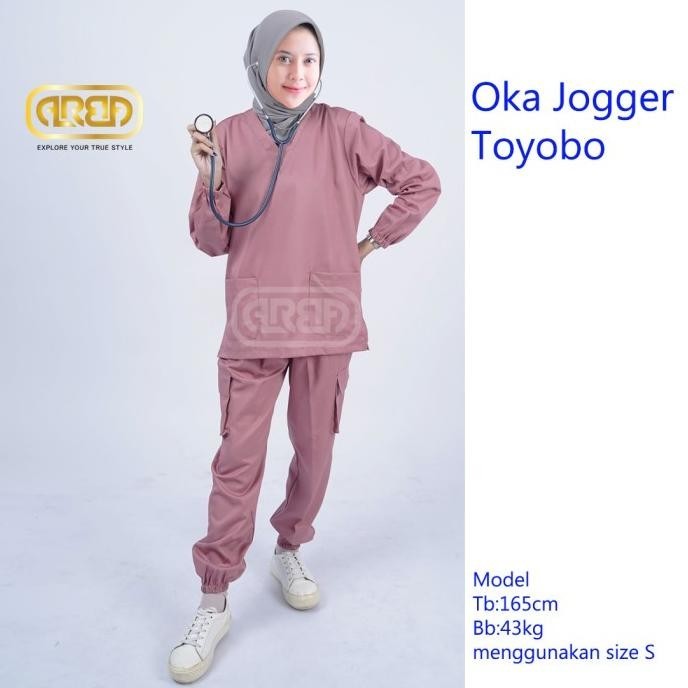 Baju Ok Jogger Cargo Toyobo Scrub Lengan Kerut Seragam Medis Premium