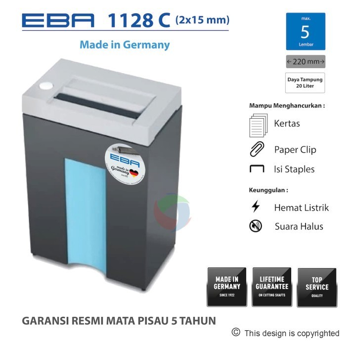 

Paper Shredder EBA 1128C Potongan Cacah Abu Abu