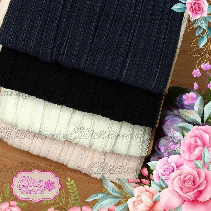

(Per Roll) KRB120G Renda Karet Renda Pakaian Dalam Cantik Lebar 0,7Cm