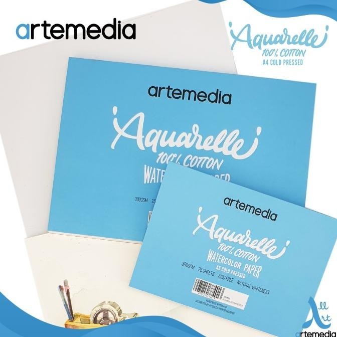 

Kertas Cat Air Artemedia Aquarelle A4 Cotton Watercolor Pad