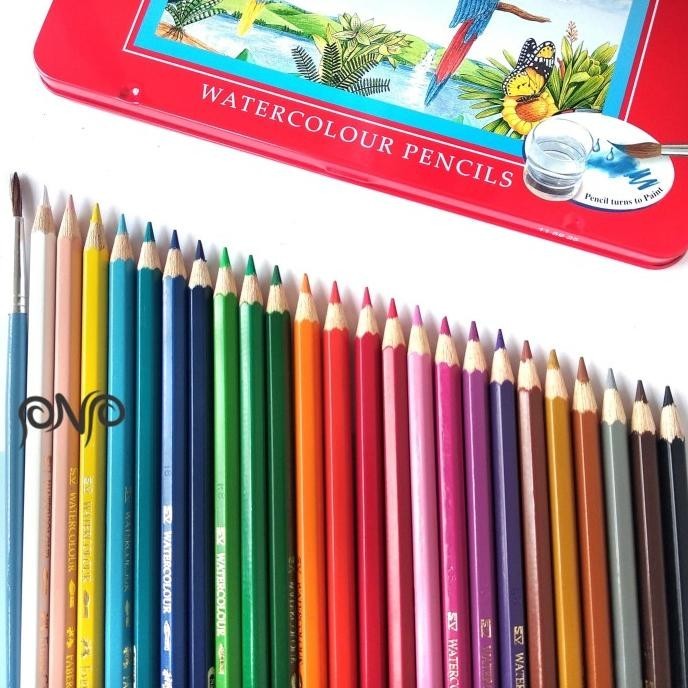 

Faber Castell 24 Watercolour Watercolor Pencil Pensil Warna Tin Case