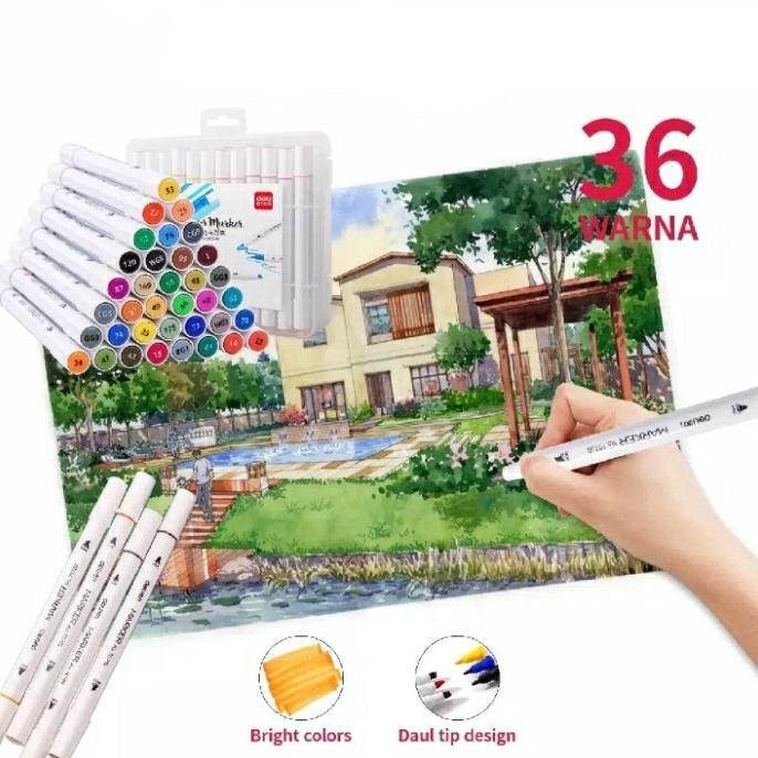 

Deli 12/24/36 Dual Tip Colour Marker 70700 Bright - Spidol Ujung Ganda