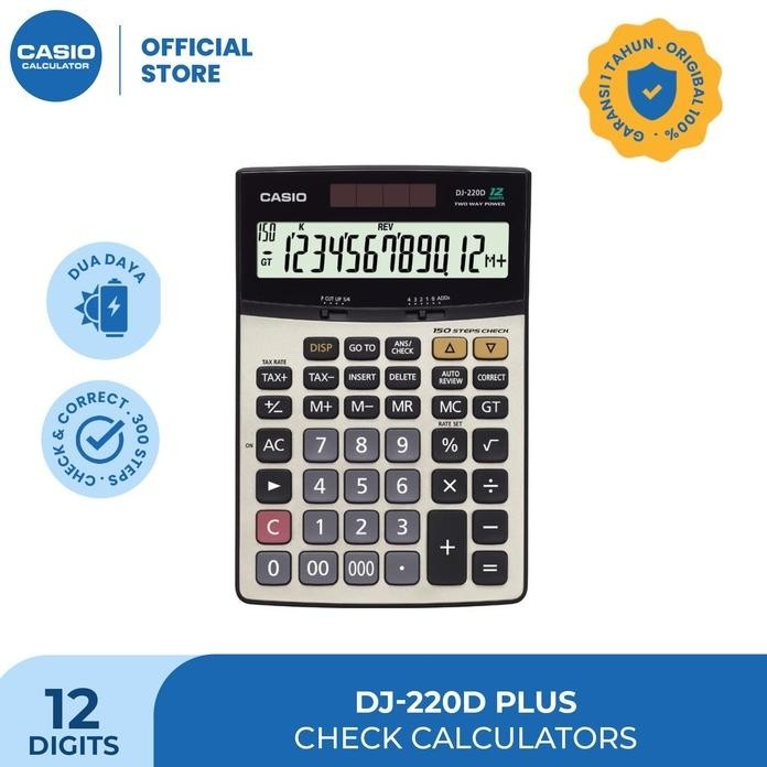 

promooo baru casio kalkulator dj-220dplus - kalkulator toko/dagang - fungsi cek - 12 digit