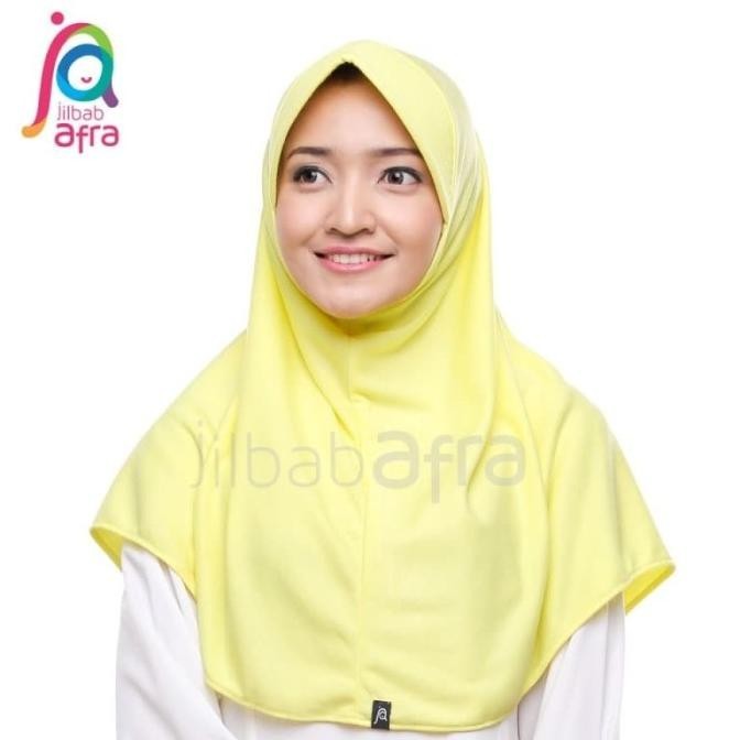 Jilbab Afra Instant Arfa Beria Kerudung Kaos Bergo Hijab Kuning Kenari