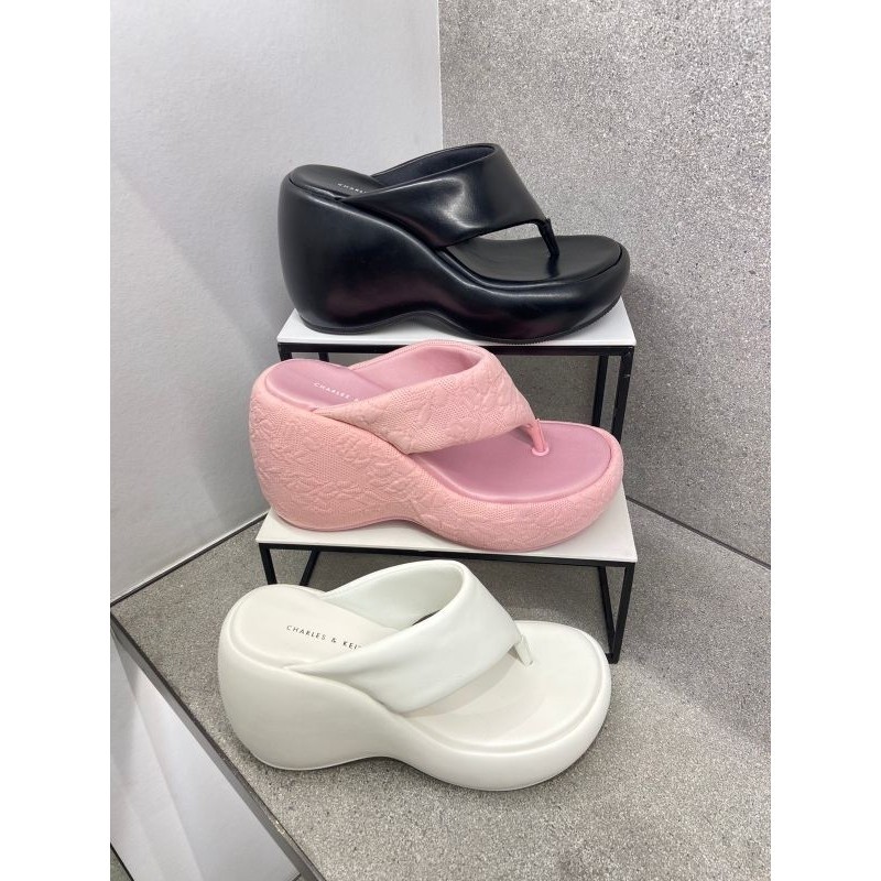 #1-80380073 Noemi Wedges - Jast[p] CK ORIGINAL COUNTER PLATFORM THONG SANDAL STORE AUTHENTIC ASLI MA