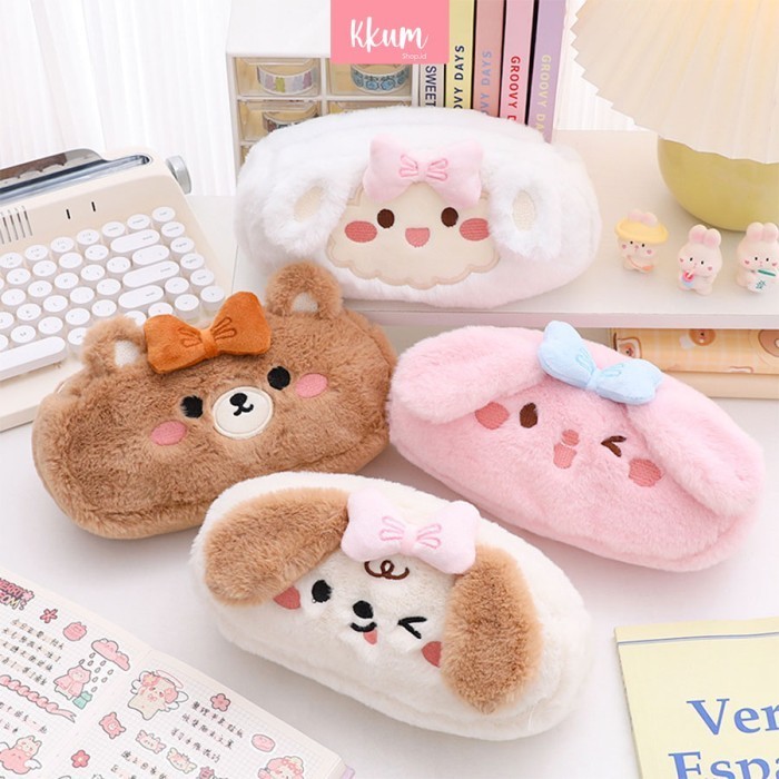 

Terlaris Kotak pensil bulu cute/ Tempat kosmetik pouch dompet serbaguna SALE