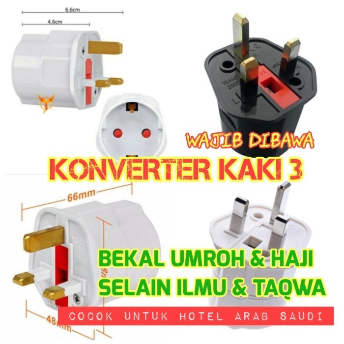 Colokan Konverter kaki 3 (colokan AC) ke kaki 2