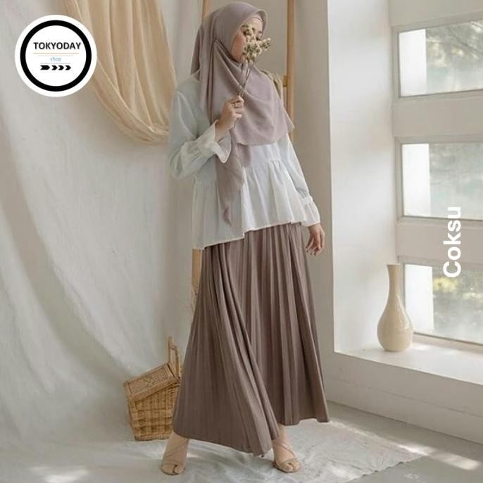 Rok Plisket Hyget Panjang / Rok Warna Coksu / Rok Wanita