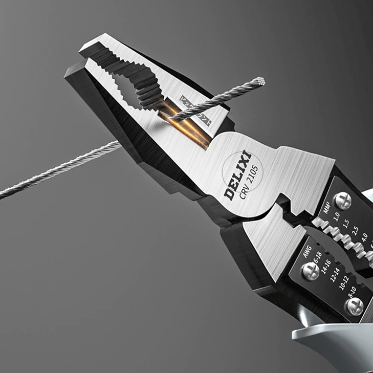 DELIXI Tang Pemotong Kawat CRV Multifungsi Wire Cutter 9 inch Gray