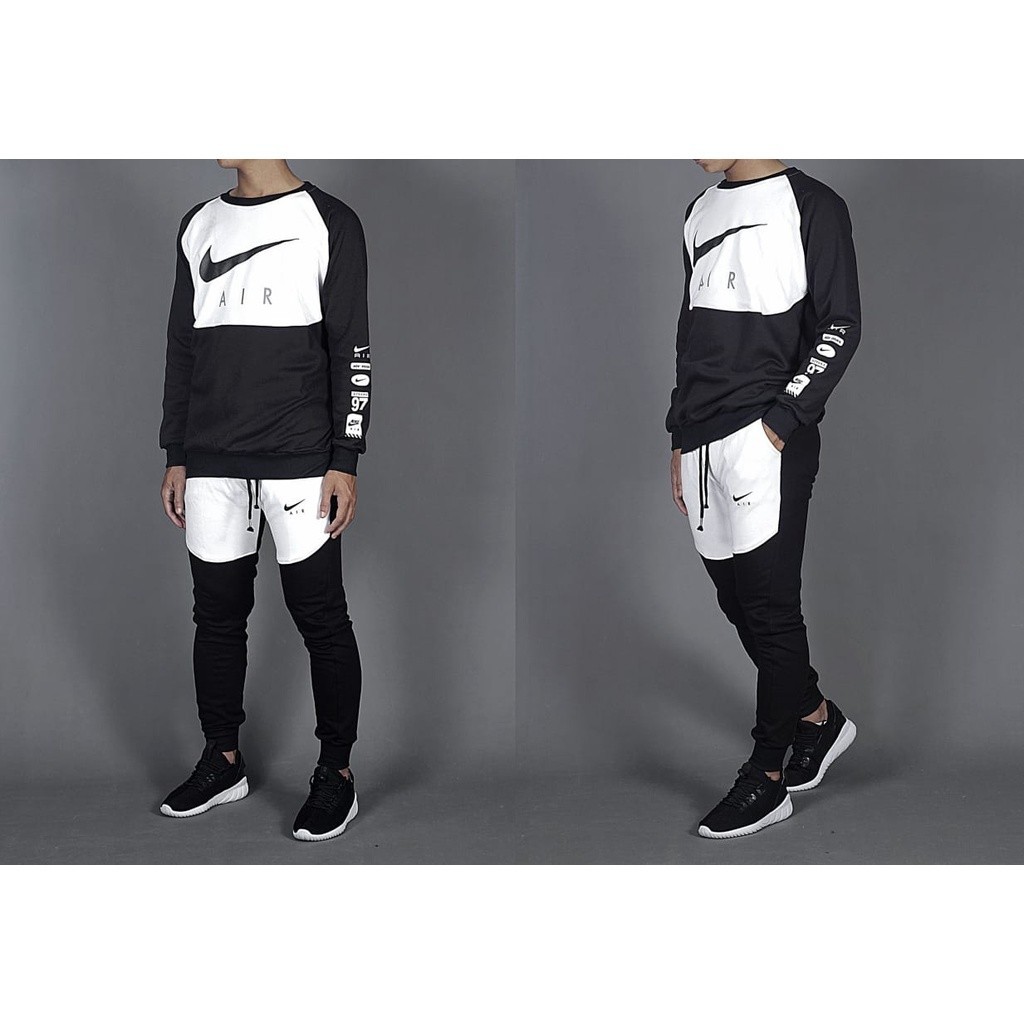 [PREMIUM] BEST PRODUCT CELANA JOGER PRIA -NIKE AIR HYBRID JOGGER PANTS (black x white) - grade ori -