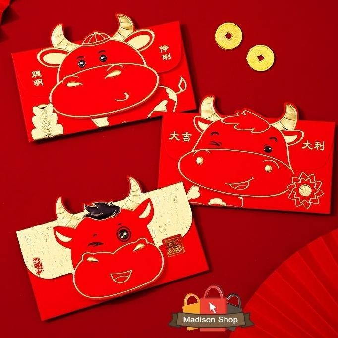 

OLH - HXT001 Angpao Merah Amplop isi 3 Ampao Kerbau Merah Panjang Ampau TERLARIS