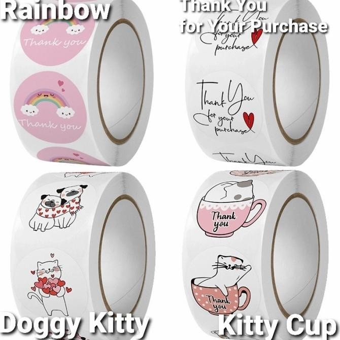 

OLH - Stiker Thank You Isi 500 Kado Label Sticker Vinyl Murah Kitty doggy TERLARIS