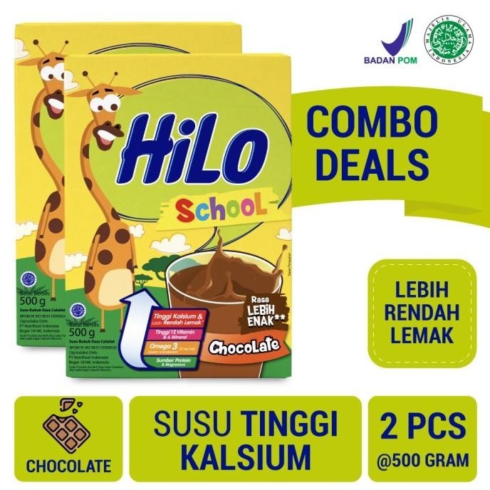 

Twin Pack: HiLo School Chocolate 500gr - Susu Tinggi Kalsium