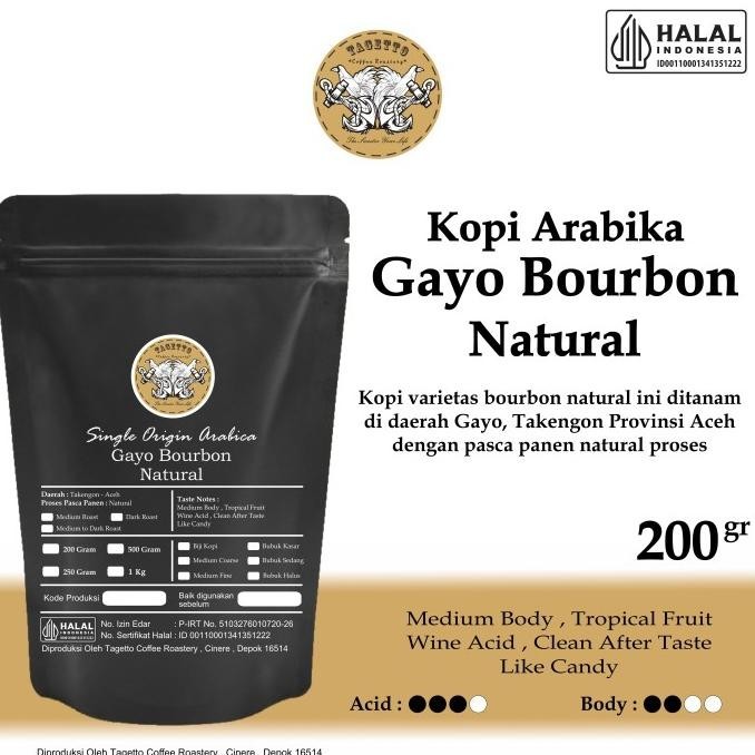 

KOPI ARABIKA GAYO BOURBON NATURAL 200GR BIJI ATAU BUBUK