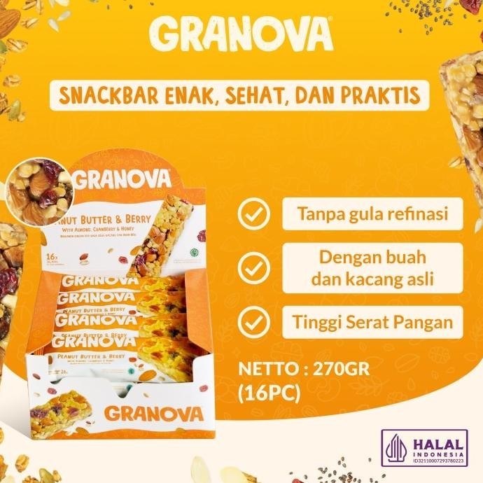 

Granova - Snackbar Peanut Butter & Berry 26gr x 16pcs (Kacang & Beri)