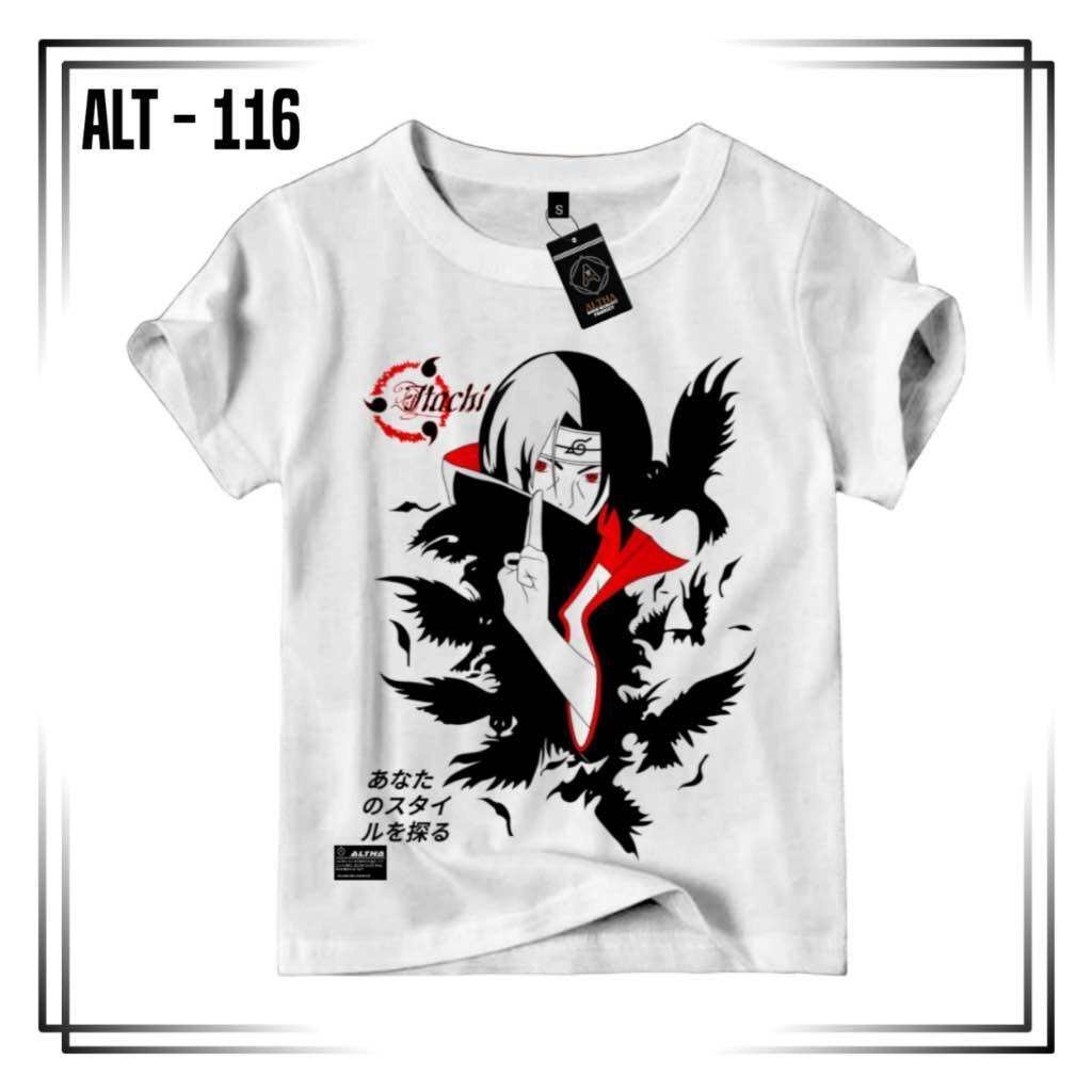 BAJU ANAK LAKI LAKI || KAOS ANAK LAKI LAKI MOTIF NARUTO BORUTO ALTHA CODE ALT 116 PUTIH ITACHI 1-10 