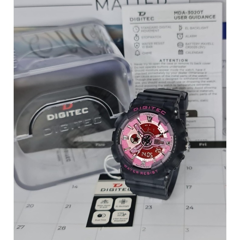 Jam Tangan Digitec Mda 3020T 3020 T Original Dualtime Wr 10 Bar