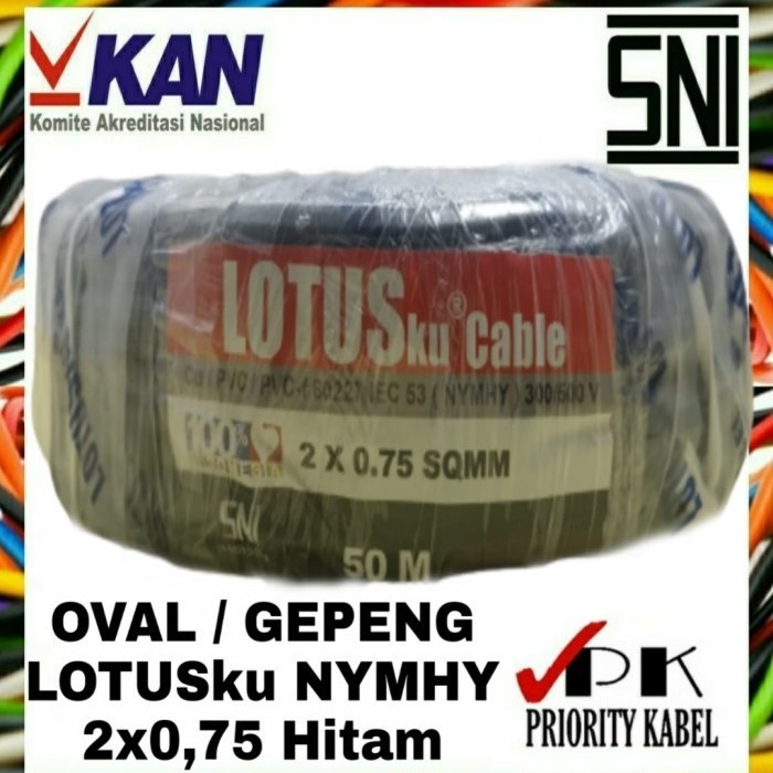 Kabel LOTUSku Oval Gepeng NYMHY 2x0,75 2x0.75 50 meter (50M) LOTUS