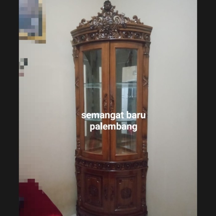 ~~~~~] Lemari Sudut Jati Jepara / Lemari Hias Jati halus/ Lemari Sudut Cincin