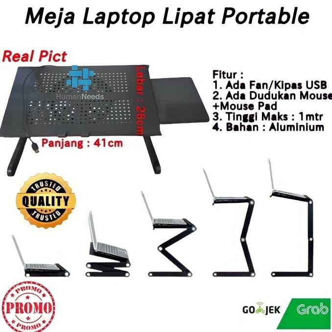 Meja Laptop Portable/meja laptop lipat/meja laptop fleksibel+kipas