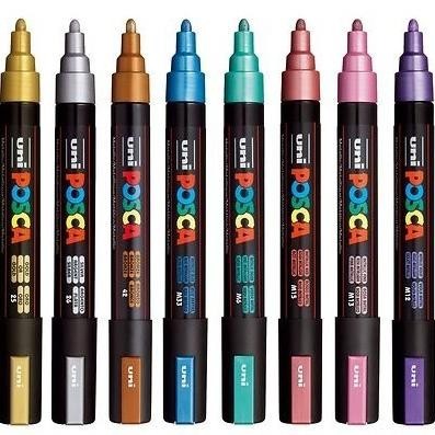 

Uni Posca Pc-5M Set 8 Metallic Color Medium Point Poster Paint Marker