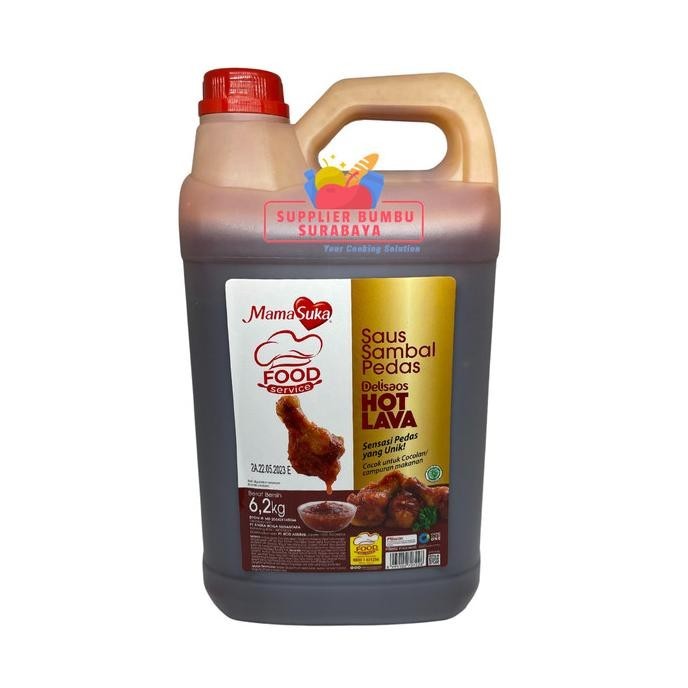 

Mamasuka Delisaos Hot Lava Volcano Sauce Halal Kemasan Jerigen 6.2Kg