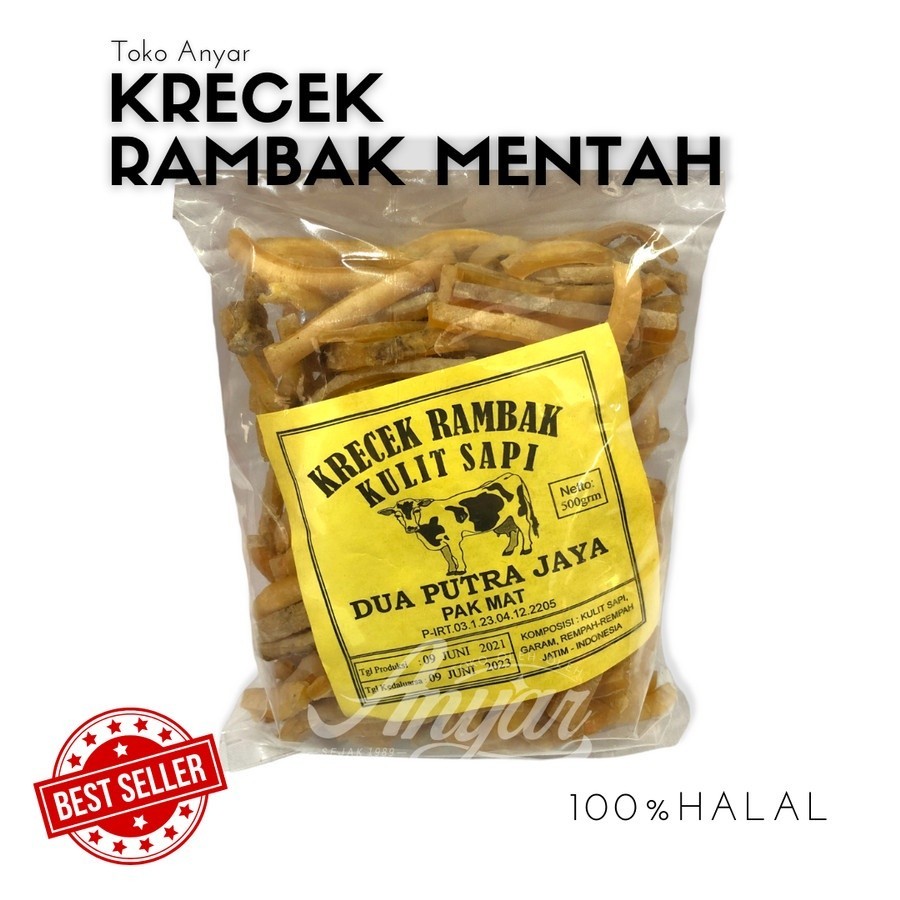 

Krecek Rambak Sapi / Kerupuk Kulit Sapi Mentah Cap Dua Putra @500gram