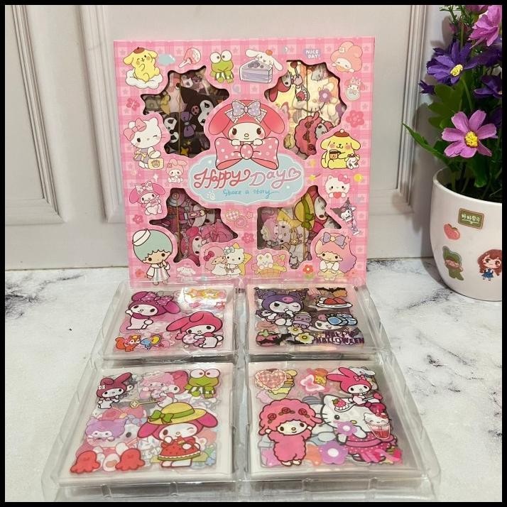 

HOT DEAL STICKER SANRIO 100 LEMBAR CUTE IMUT/ STIKER SANRIO TRANSPARAN ANTI AIR