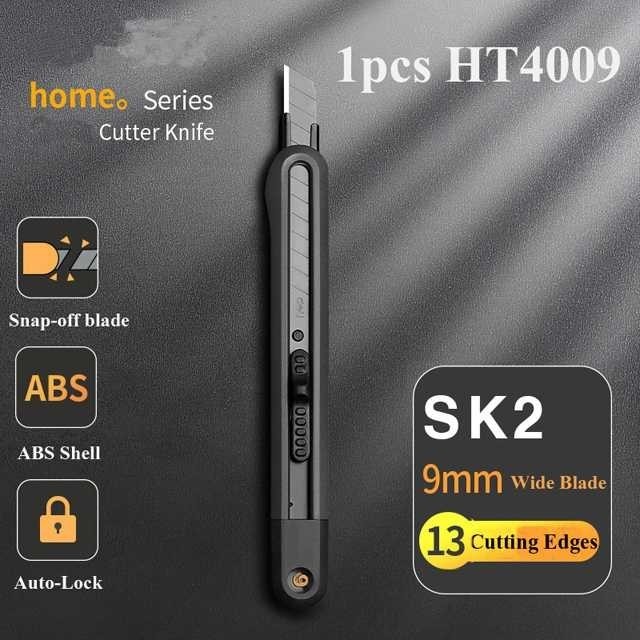 

~^~^~^] Deli Pisau Cutter Auto Lock Snap Off Blade 13 Cutting Edges SK2 9mm