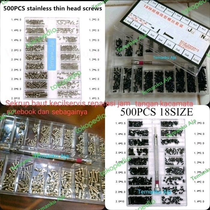 Sekrup Baut Kecil Mikro + Obeng Servis Reparasi Kacamata Jam Tangan