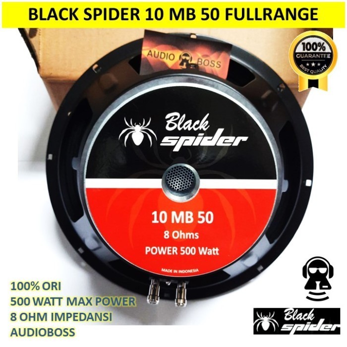 Speaker Full Range 10" 10 Inch Black Spider 10 Mb 50 Mid Bass Outdoor