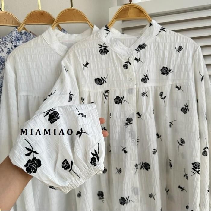 Blouse Crinkle Motif Bunga | Jisoo  Blouse Crinkle