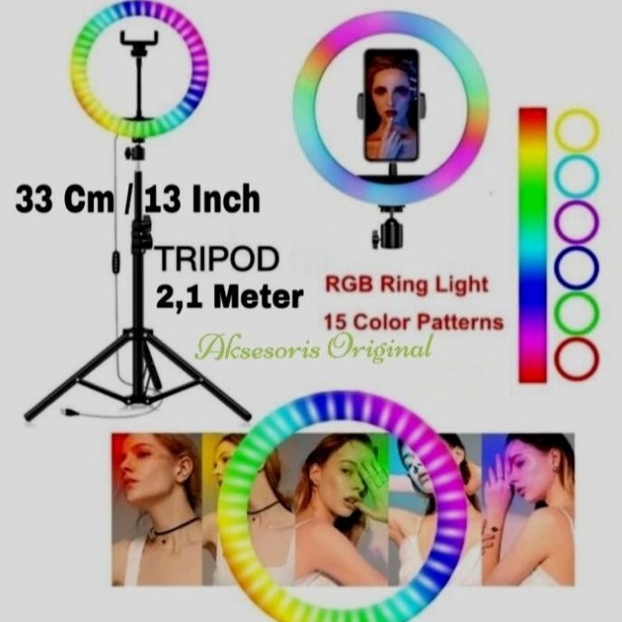 ring light RGB Rainbow MJ33 + Tripod 2.1 Meter RGB Tiktok Youtuber