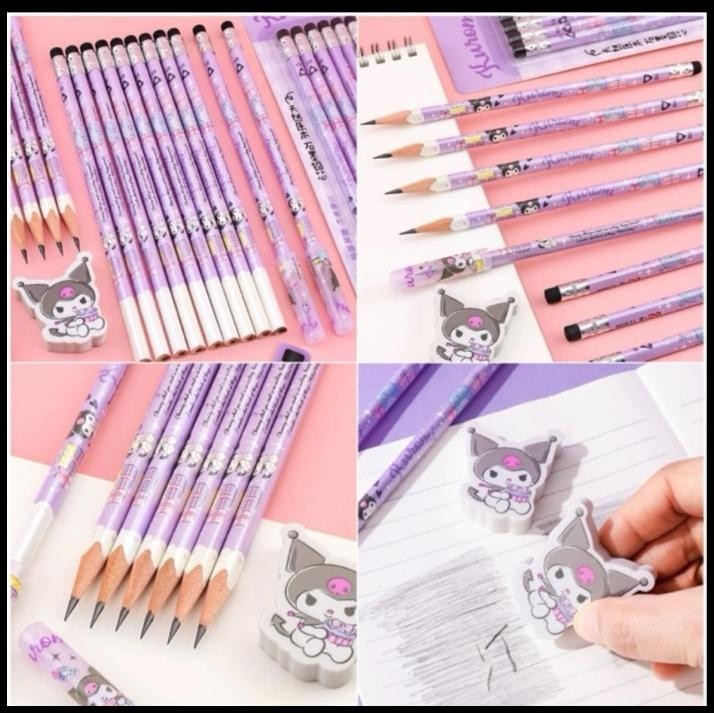 

TERBARU KAWAI SANRIO KUROMI STATIONARY ALAT TULIS PENSIL SET IIGEN !!!