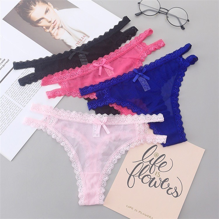 C411 GY CD Celana Dalam Wanita Semi Transparan Tipis Motif Pita Kecil Extra Bawahan Kain Miss V Ping