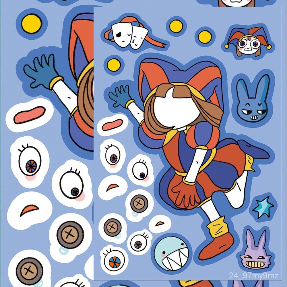 

16Cartoon Digital Circus Puzzle Stickers Children's Educational Role Game Handmade Toy Decorative Collage AVFL